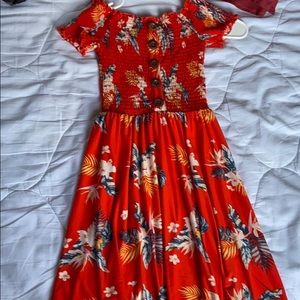 A floral orange dress
